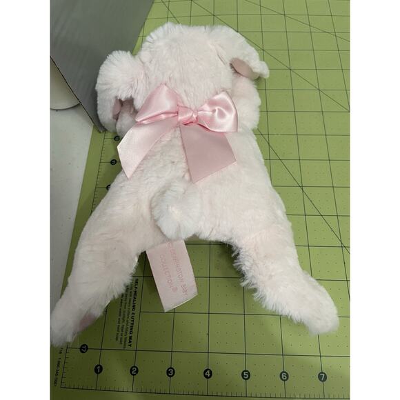 Bearington Baby Collection Bunny Tail Rabbit Plush Toy Rattle Laying Lovey Satin - Picture 8 of 11